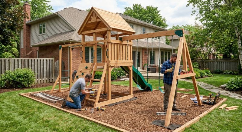 Wooden Playset Installation in Denver, CO