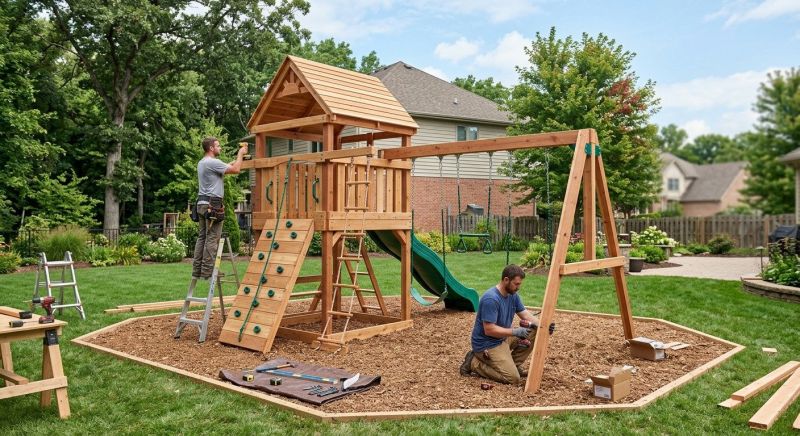 Wooden Swing Set Installation in Boulder, CO
